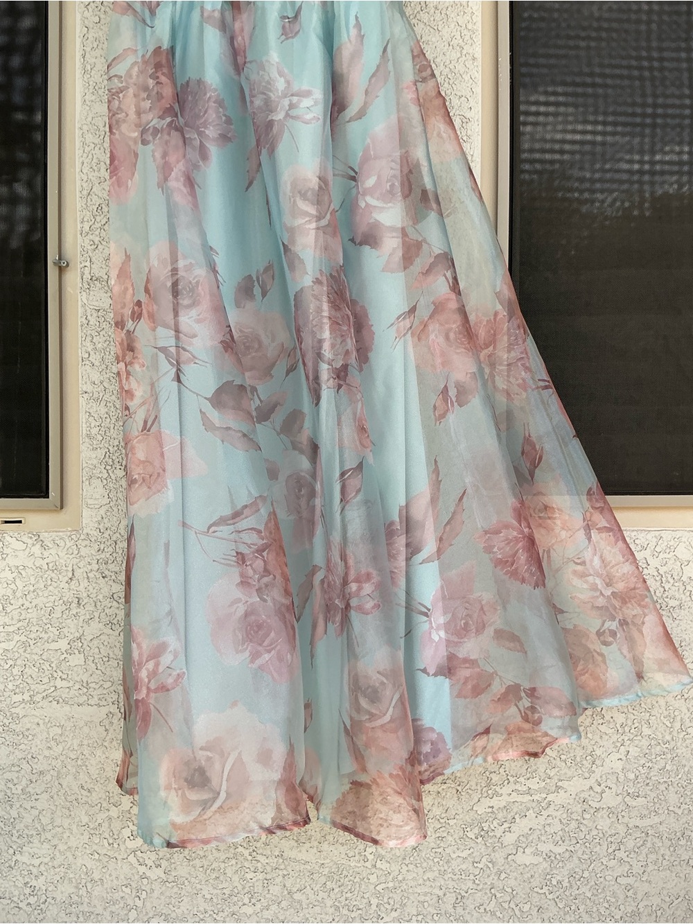 NWT Lulu’s Dramatically Lovely Blue Floral One-Shoulder Maxi Dress Medium Chic - Picture 13 of 14